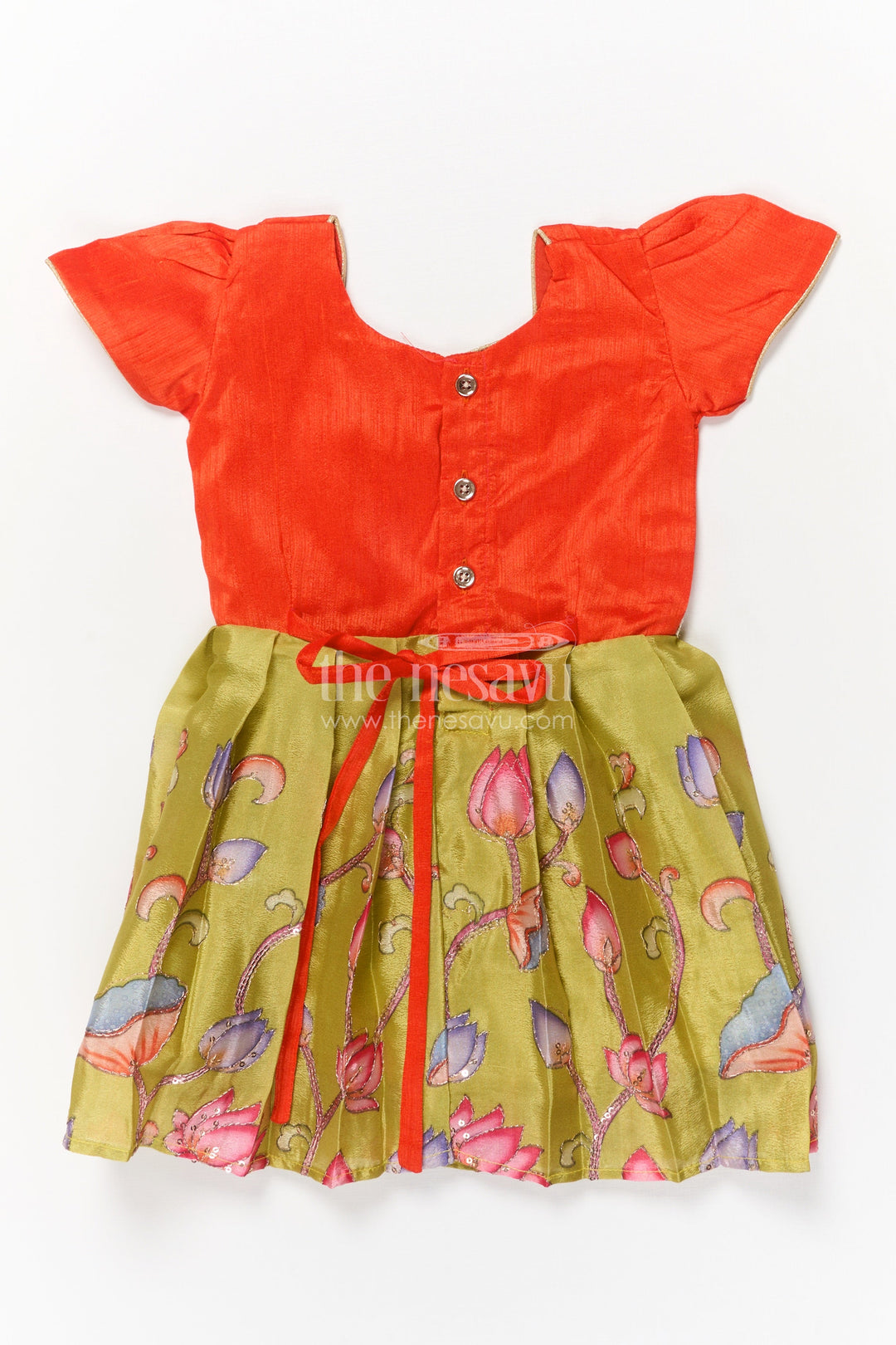 The Nesavu Silk Embroidered Frock Embroidered Silk Frock for Baby Girls for Birthday and School Celebrations Nesavu Nesavu embroidered silk frock for baby girls with floral art skirt – perfect for birthdays and ethnic day events