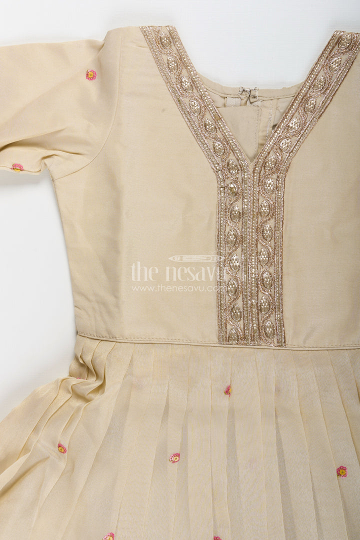 The Nesavu Girls Silk Gown Embroidered silk gown for girls perfect for weddings and festive occasions Nesavu Nesavu girls embroidered silk gown tissue organza  perfect weddings festive family events