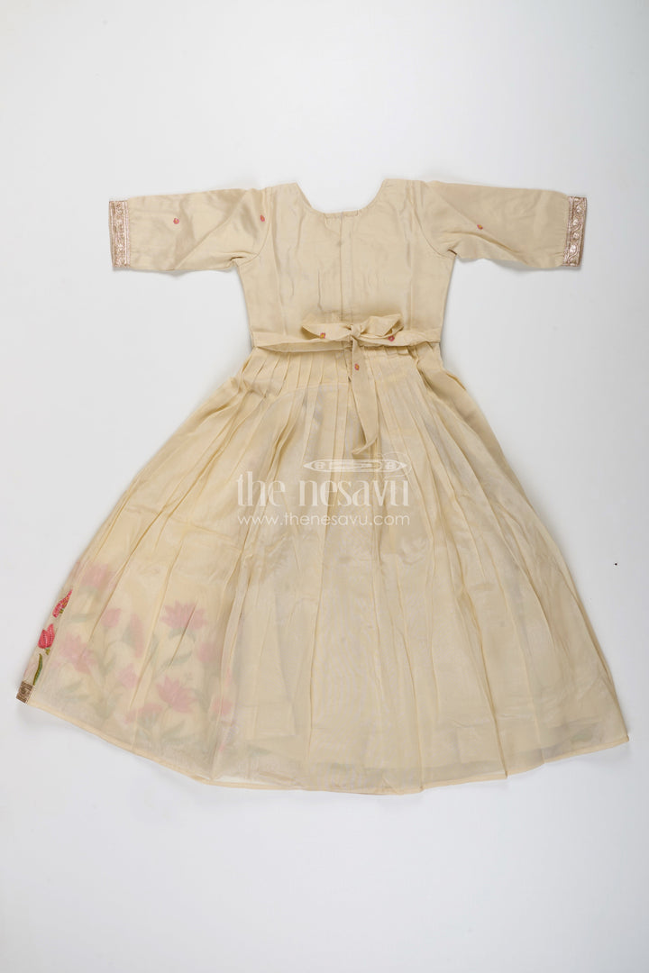 The Nesavu Girls Silk Gown Embroidered silk gown for girls perfect for weddings and festive occasions Nesavu Nesavu girls embroidered silk gown tissue organza  perfect weddings festive family events