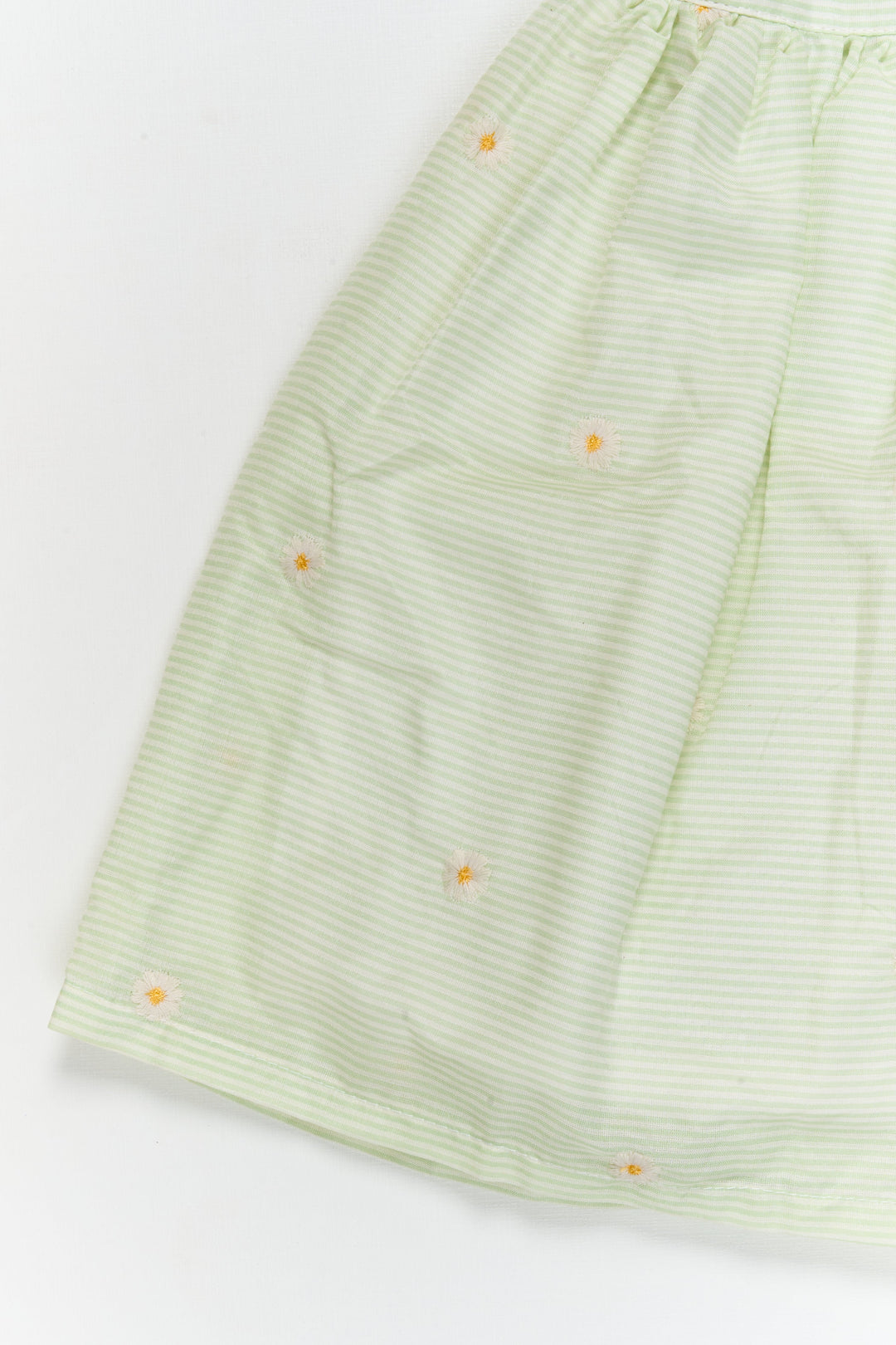 The Nesavu Girls Cotton Frock Embroidered Stripe Frock with Classic Charm for Toddlers and Little Girls Nesavu Nesavu floral embroidered striped cotton frock – everyday elegance for girls