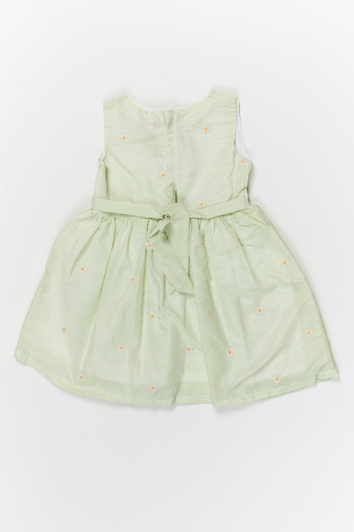 The Nesavu Girls Cotton Frock Embroidered Stripe Frock with Classic Charm for Toddlers and Little Girls Nesavu Nesavu floral embroidered striped cotton frock – everyday elegance for girls