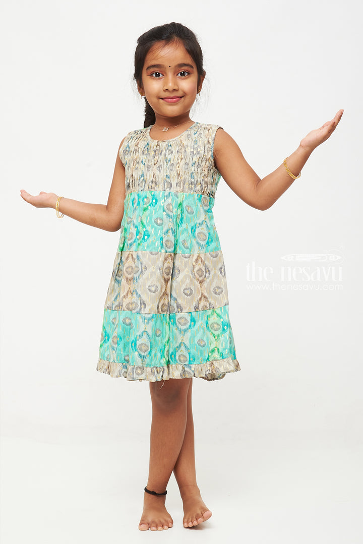 The Nesavu Girls Cotton Frock Enchanted Garden Girls Sleeveless Cotton Frock Nesavu Girls Enchanted Garden Print Frock | Breathable   Playful | The Nesavu