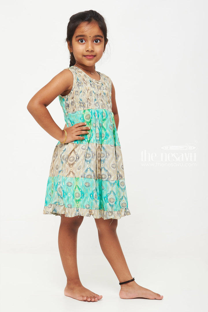 The Nesavu Girls Cotton Frock Enchanted Garden Girls Sleeveless Cotton Frock Nesavu Girls Enchanted Garden Print Frock | Breathable   Playful | The Nesavu