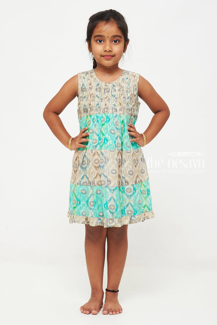 The Nesavu Girls Cotton Frock Enchanted Garden Girls Sleeveless Cotton Frock Nesavu Girls Enchanted Garden Print Frock | Breathable   Playful | The Nesavu