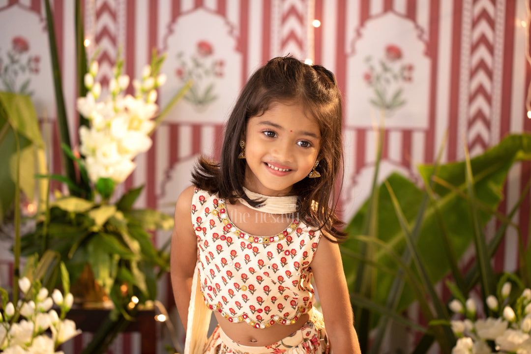 The Nesavu Girls Lehenga Choli Enchanting Floral Lehenga Set with Embellished Choli and Dupatta for Girls Nesavu Girls Floral Embellished Lehenga Choli Online | The Nesavu