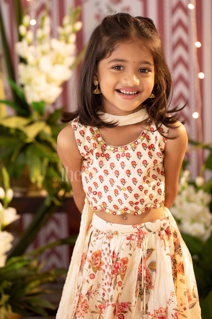 The Nesavu Girls Lehenga Choli Enchanting Floral Lehenga Set with Embellished Choli and Dupatta for Girls Nesavu Girls Floral Embellished Lehenga Choli Online | The Nesavu
