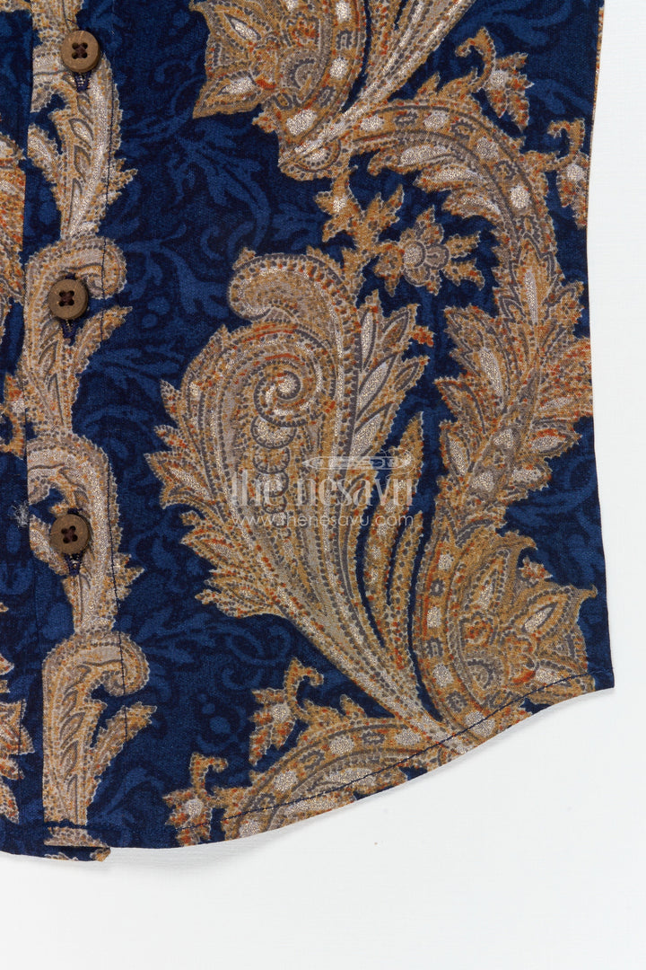 The Nesavu Baby Jablas Ethnic Baby Jabla for Traditional Look and Daily Comfort Nesavu 10 (NB) / Blue / Viscose Silk IF042A-10 Nesavu ethnic baby jabla in modal silk with gold foil print – great for festivals and everyday wear