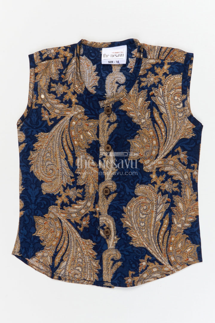 The Nesavu Baby Jablas Ethnic Baby Jabla for Traditional Look and Daily Comfort Nesavu 10 (NB) / Blue / Viscose Silk IF042A-10 Nesavu ethnic baby jabla in modal silk with gold foil print – great for festivals and everyday wear