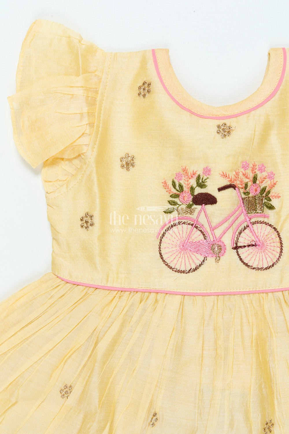 The Nesavu Girls Chanderi Frock Ethnic Chanderi Frock for Baby Girls for Poojas and Birthday Functions Nesavu Nesavu ethnic chanderi cotton frock baby girls poojas birthdays temple functions