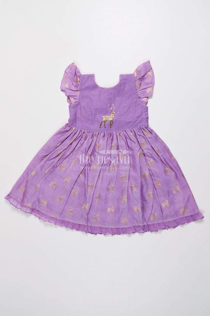 The Nesavu Girls Chanderi Frock Ethnic Chanderi Frock for Baby Girls for Traditional Occasions and Family Events Nesavu 16 (1Y) / Purple GFC2001A-16 Nesavu ethnic chanderi frock baby girls zari embroidery traditional events poojas