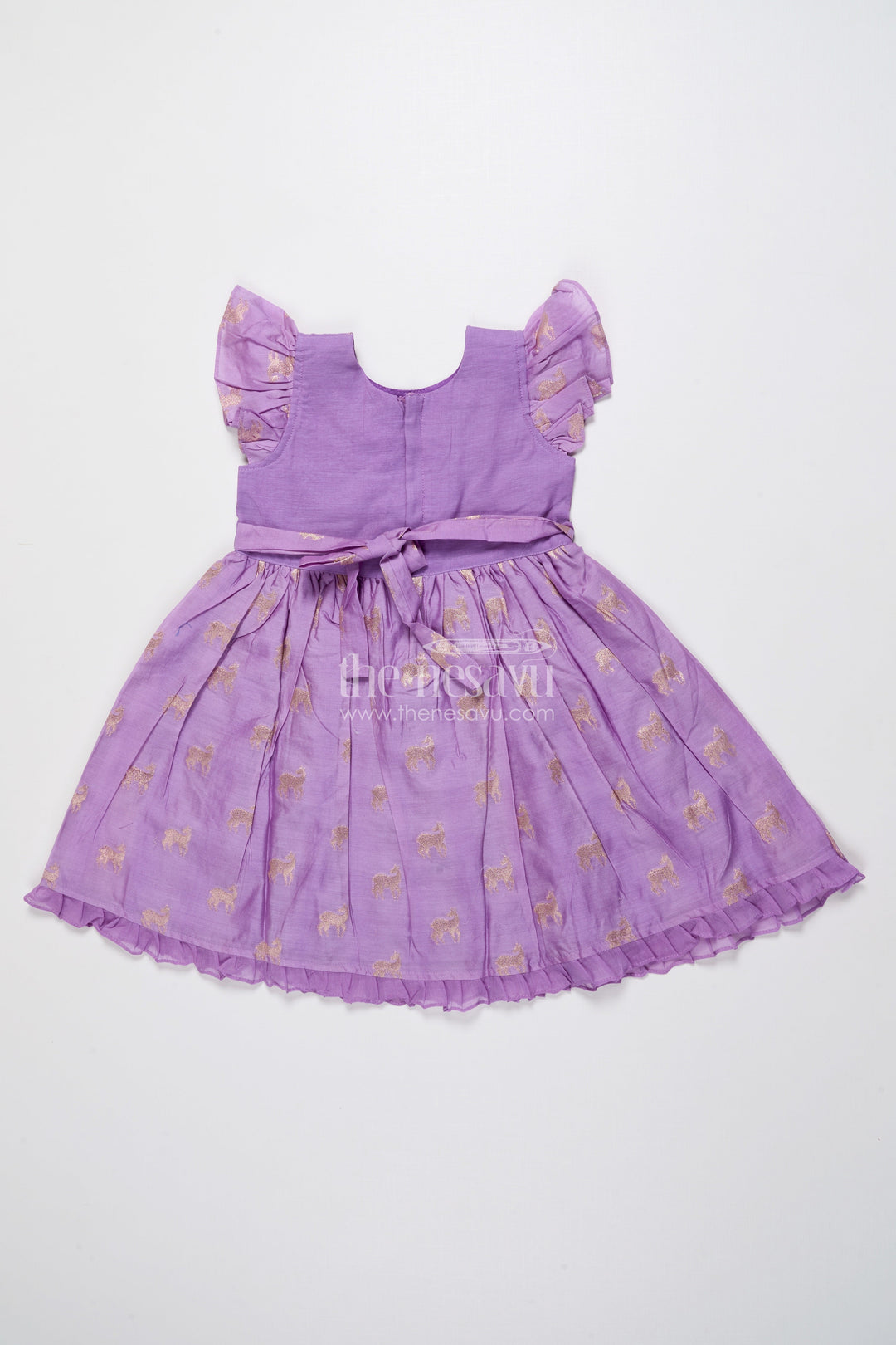 The Nesavu Girls Chanderi Frock Ethnic Chanderi Frock for Baby Girls for Traditional Occasions and Family Events Nesavu Nesavu ethnic chanderi frock baby girls zari embroidery traditional events poojas