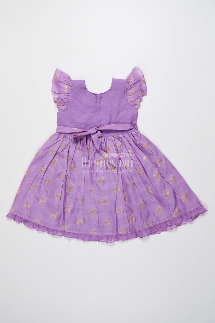 The Nesavu Girls Chanderi Frock Ethnic Chanderi Frock for Baby Girls for Traditional Occasions and Family Events Nesavu Nesavu ethnic chanderi frock baby girls zari embroidery traditional events poojas