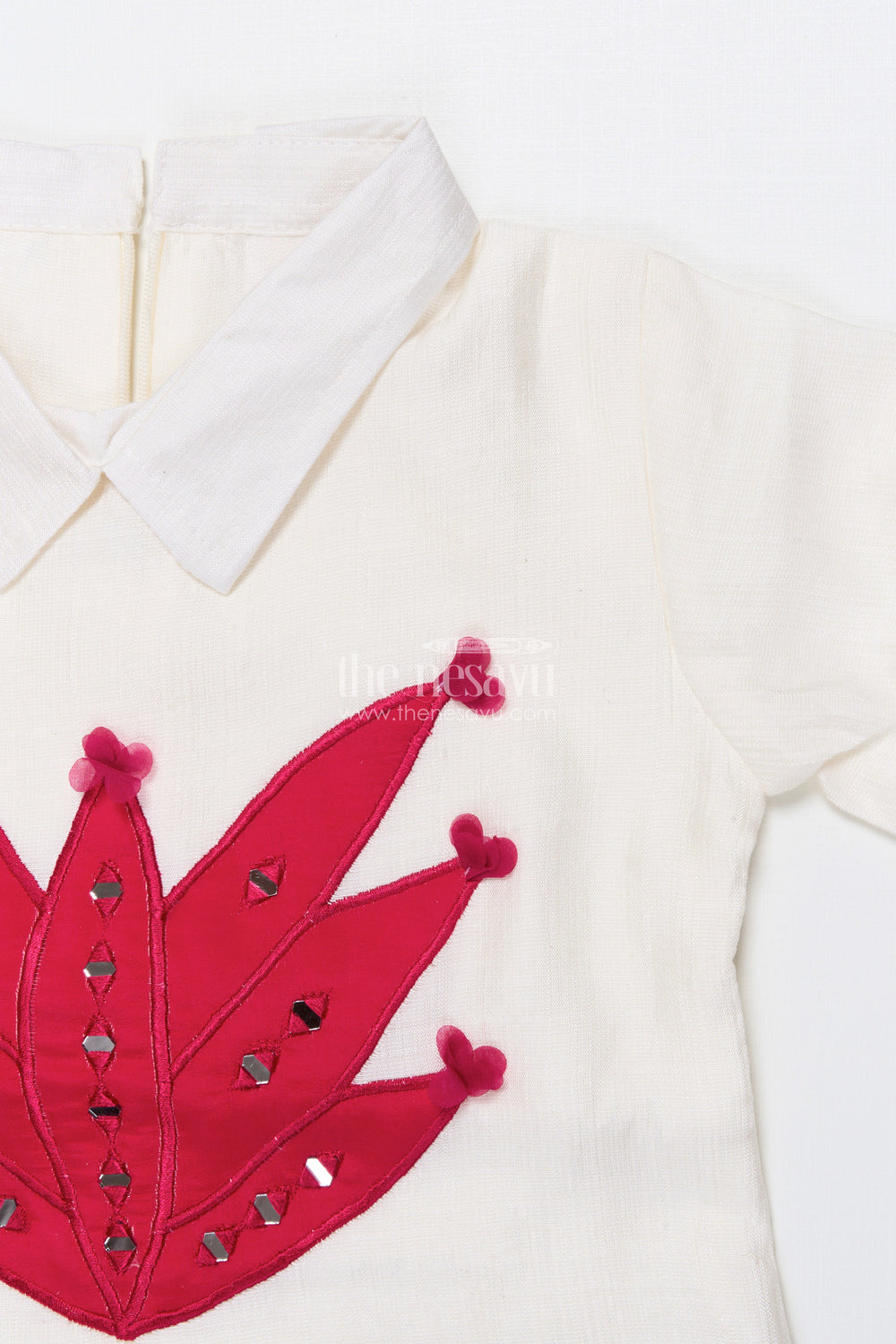 The Nesavu Girls Co-Ord Sets Ethnic Co-Ord Set for Girls with Embroidery and Festive Tassel Detail Nesavu Nesavu girls embroidered co-ord set viscose blend ideal ethnic school events festive occasions