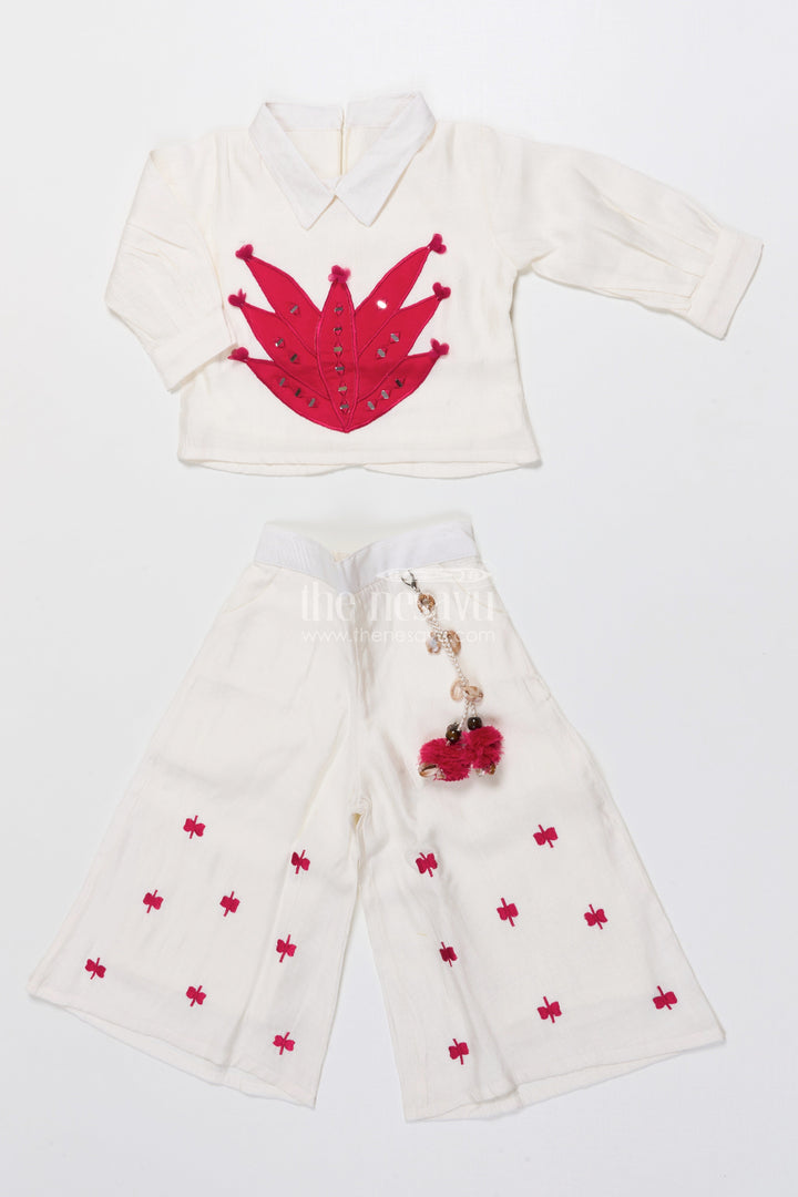 The Nesavu Girls Co-Ord Sets Ethnic Co-Ord Set for Girls with Embroidery and Festive Tassel Detail Nesavu Nesavu girls embroidered co-ord set viscose blend ideal ethnic school events festive occasions
