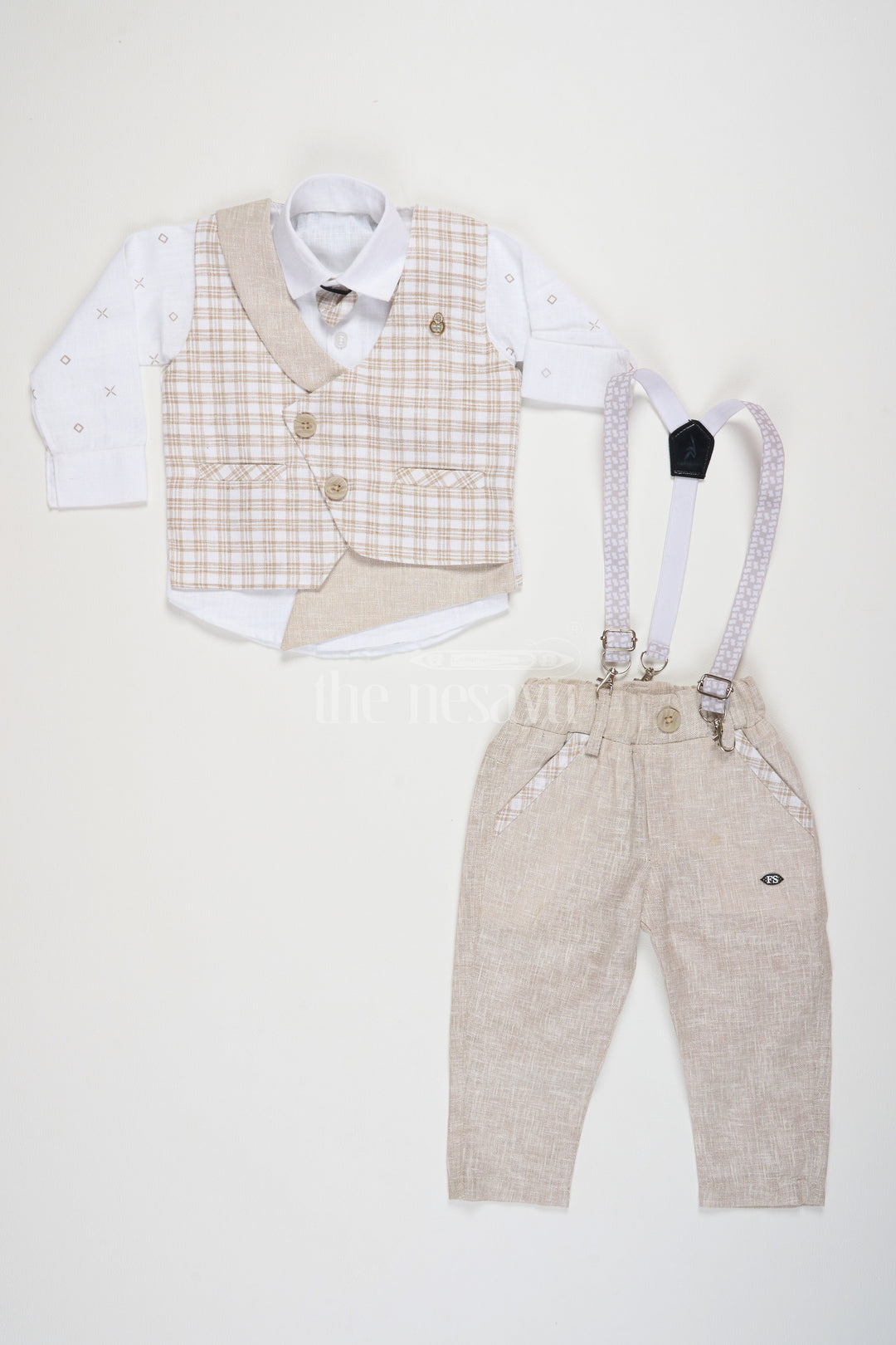 The Nesavu Boys Jacket Sets Ethnic Co-ord Sets with Jacket for Boys in Flax Cotton Blend, Perfect for Traditional Festivities Nesavu Ethnic Co-ord Sets Jacket Boys Flax Cotton Blend Nesavu Perfect Traditional Festivities