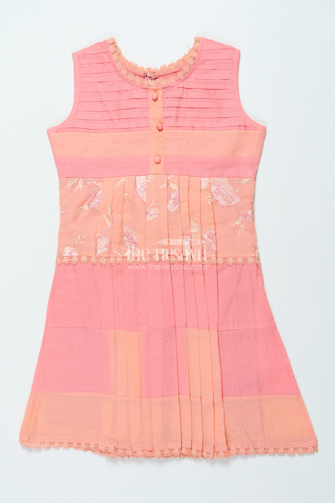 The Nesavu Girls Cotton Frock Ethnic Cotton Frock for Toddler Girls for Birthday and Temple Visits Nesavu 22 (4Y) / Peach GFC1810A-22 Nesavu cotton ethnic frock toddler girls birthdays rituals temple visits