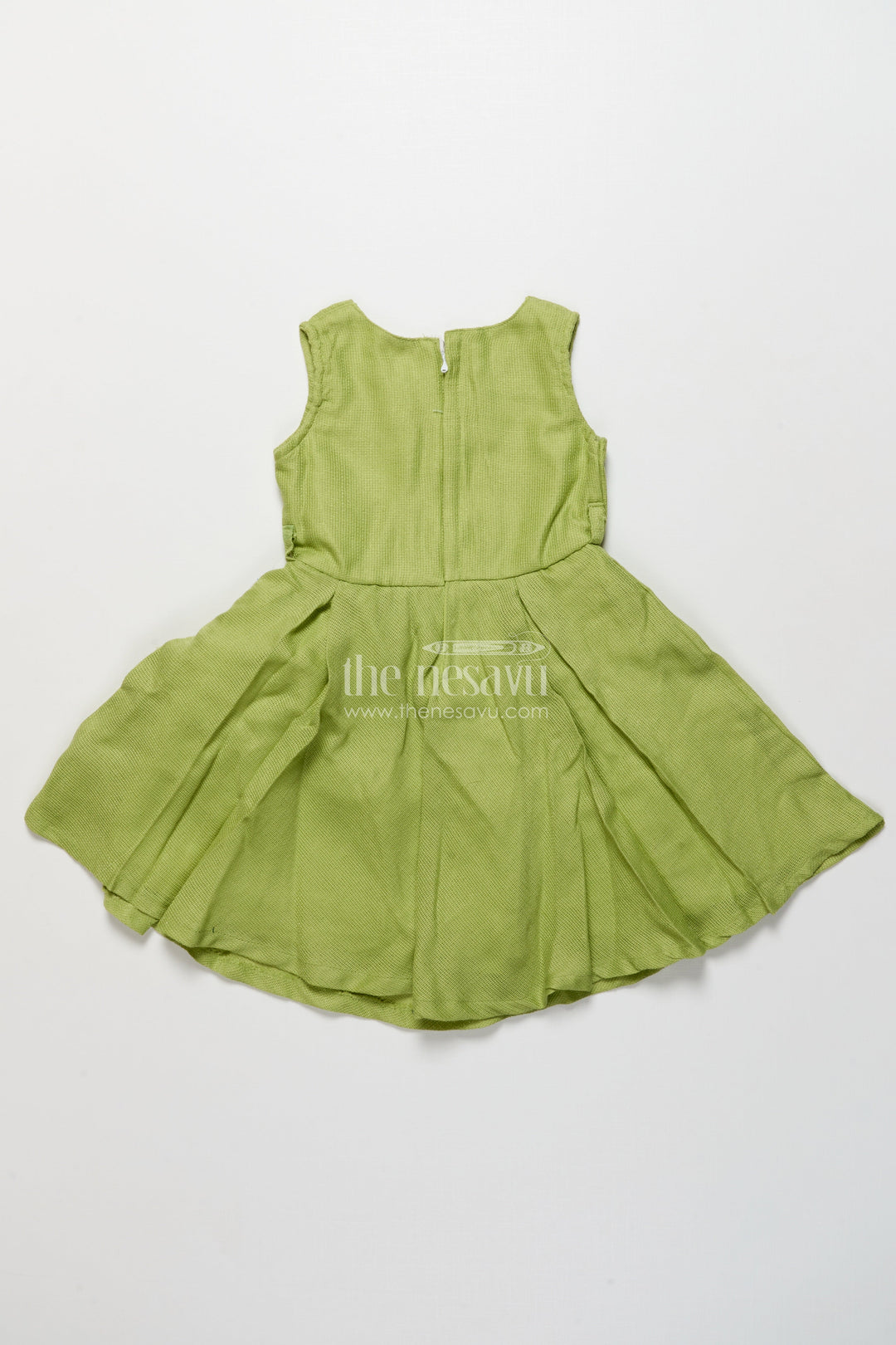 The Nesavu Girls Cotton Frock Ethnic Cotton Frock with Jacket for Girls Attending Family Functions Nesavu Nesavu ethnic cotton frock embroidery jacket girls  ideal temple visits festive family events