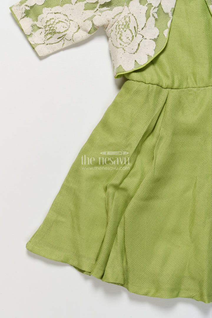 The Nesavu Girls Cotton Frock Ethnic Cotton Frock with Jacket for Girls Attending Family Functions Nesavu Nesavu ethnic cotton frock embroidery jacket girls  ideal temple visits festive family events