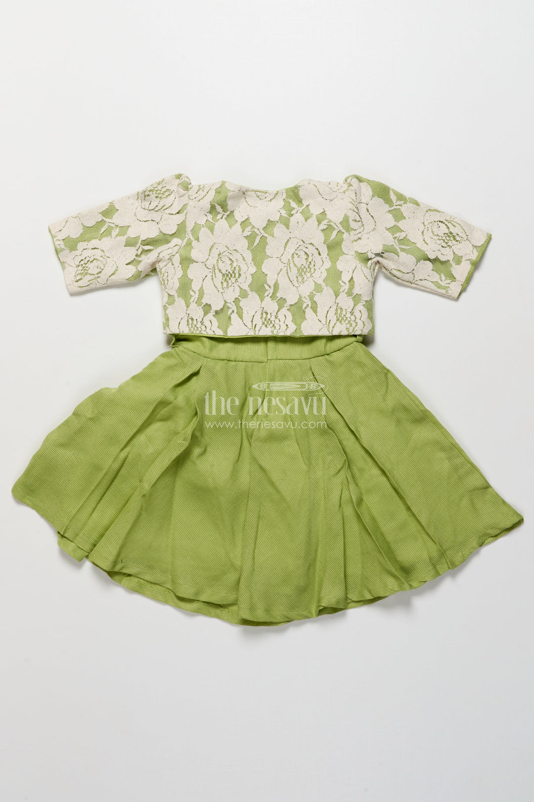 The Nesavu Girls Cotton Frock Ethnic Cotton Frock with Jacket for Girls Attending Family Functions Nesavu Nesavu ethnic cotton frock embroidery jacket girls  ideal temple visits festive family events