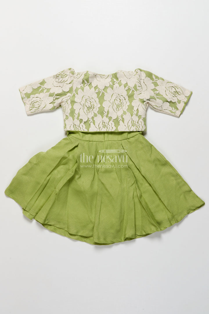 The Nesavu Girls Cotton Frock Ethnic Cotton Frock with Jacket for Girls Attending Family Functions Nesavu Nesavu ethnic cotton frock embroidery jacket girls  ideal temple visits festive family events