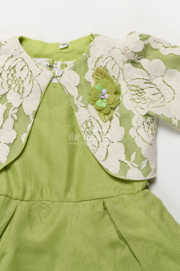 The Nesavu Girls Cotton Frock Ethnic Cotton Frock with Jacket for Girls Attending Family Functions Nesavu Nesavu ethnic cotton frock embroidery jacket girls  ideal temple visits festive family events