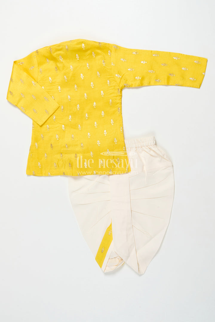 The Nesavu Boys Dothi Set Ethnic Dhoti Kurta Set for Toddler Boys Cultural and Festive Days Nesavu Nesavu toddler boys dhoti kurta set silk blend embroidery festivals cultural events