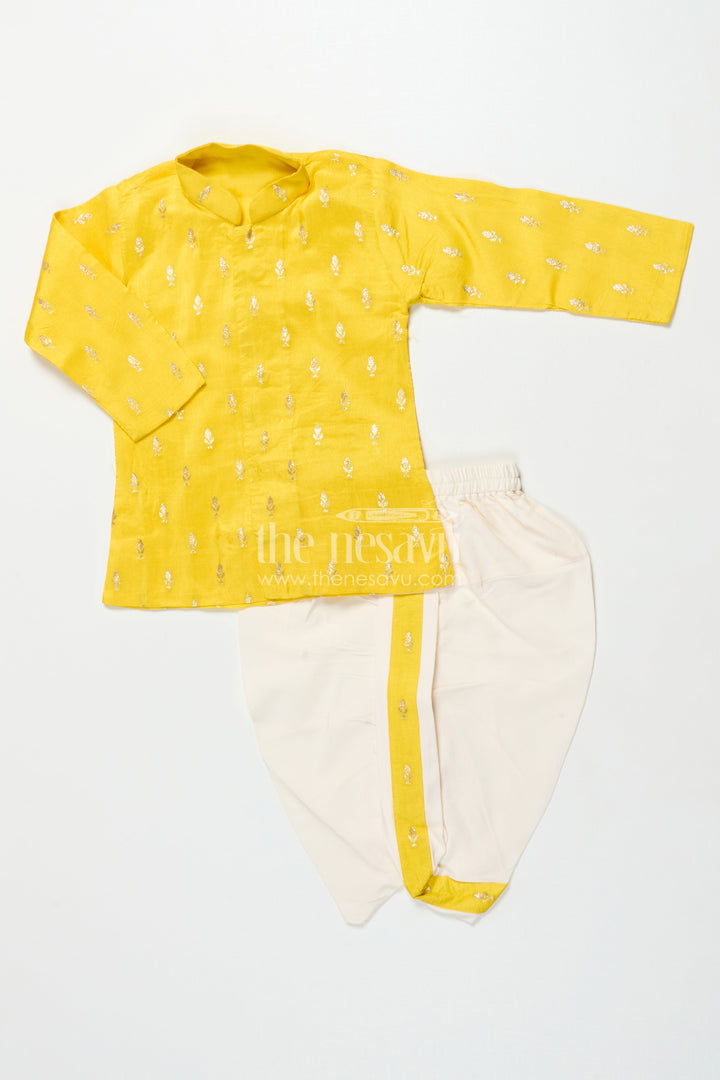 The Nesavu Boys Dothi Set Ethnic Dhoti Kurta Set for Toddler Boys Cultural and Festive Days Nesavu Nesavu toddler boys dhoti kurta set silk blend embroidery festivals cultural events