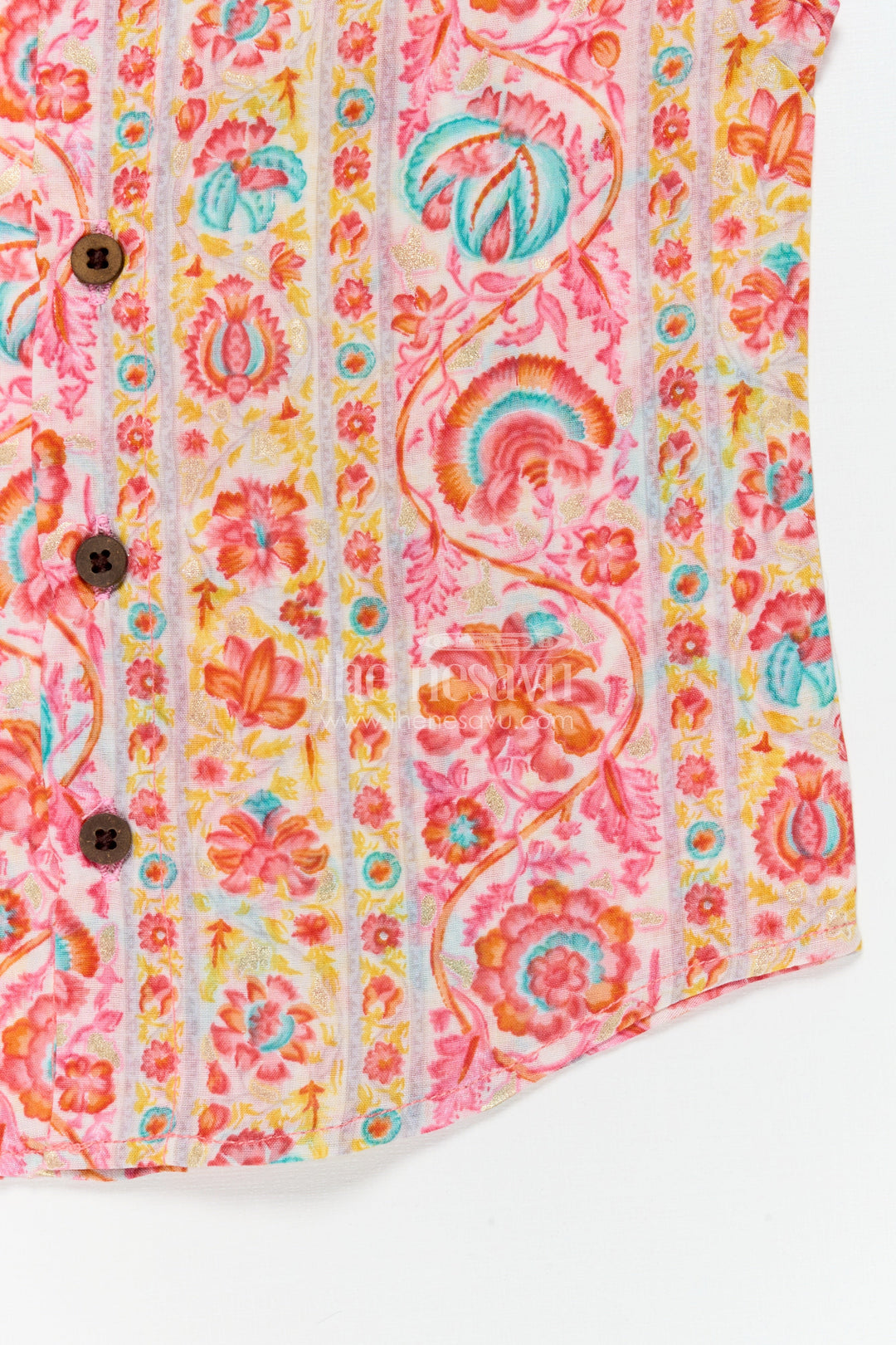 The Nesavu Baby Jablas Ethnic Floral Jabla Top for Baby Girls’ Festive Dressing Nesavu 10 (NB) / Multicolor / Cotton IF046A-10 Nesavu traditional floral baby jabla in printed cotton – perfect for festivals and daytime functions