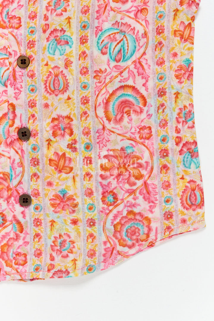 The Nesavu Baby Jablas Ethnic Floral Jabla Top for Baby Girls’ Festive Dressing Nesavu 10 (NB) / Multicolor / Cotton IF046A-10 Nesavu traditional floral baby jabla in printed cotton – perfect for festivals and daytime functions