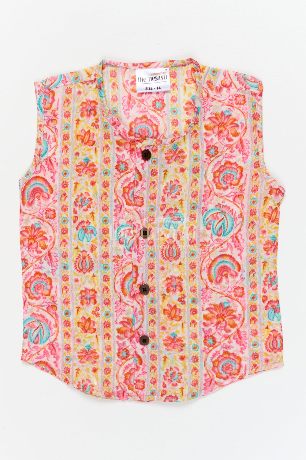 The Nesavu Baby Jablas Ethnic Floral Jabla Top for Baby Girls’ Festive Dressing Nesavu 10 (NB) / Multicolor / Cotton IF046A-10 Nesavu traditional floral baby jabla in printed cotton – perfect for festivals and daytime functions