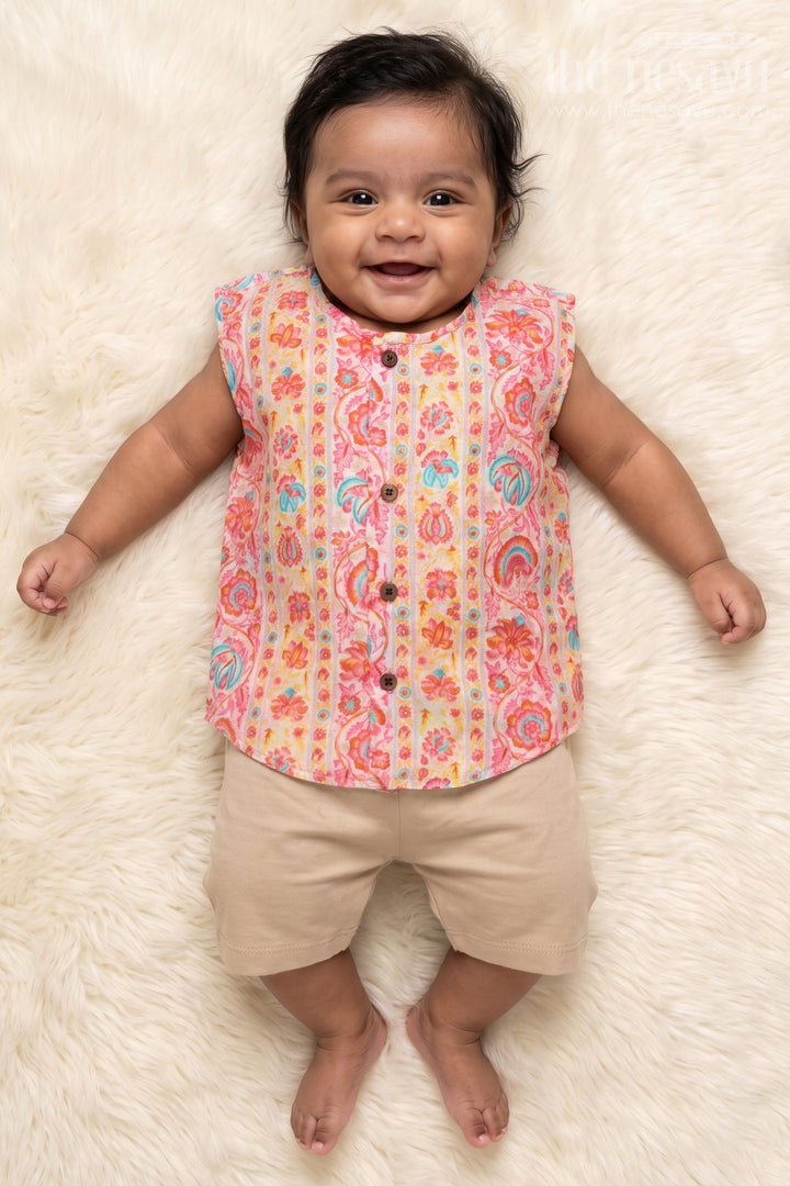The Nesavu Baby Jablas Ethnic Floral Jabla Top for Baby Girls’ Festive Dressing Nesavu 10 (NB) / Multicolor / Cotton IF046A-10 Nesavu traditional floral baby jabla in printed cotton – perfect for festivals and daytime functions