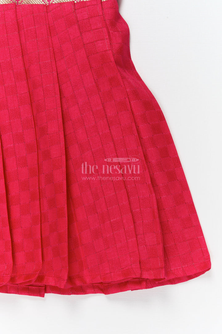 The Nesavu Silk Frock Ethnic Frock for Toddler Girls for Pooja and Birthday Celebrations Nesavu Nesavu ethnic silk frock for toddler girls with brocade waistband – perfect for poojas and birthday functions