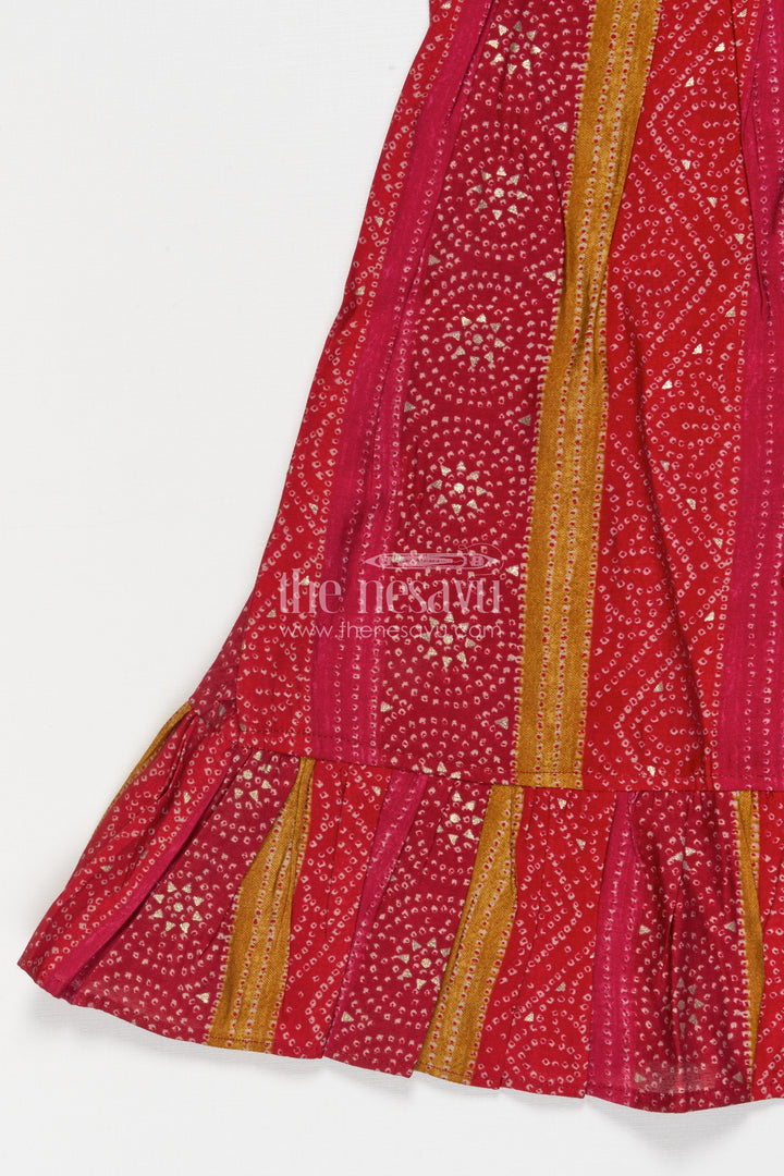 The Nesavu Girls Cotton Frock Ethnic Frock for Toddler Girls for Traditional Outings and Photo Moments Nesavu Nesavu ethnic modal silk frock for toddler girls with traditional prints for festive and photo-ready moments