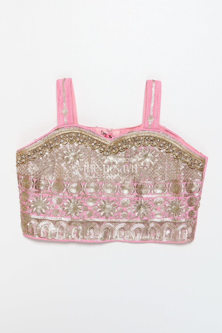 The Nesavu Girls Ethnic Lehenga Ethnic Lehenga Set for Girls with Jacket Top and Festive Flair Nesavu Nesavu ethnic lehenga set jacket-style top multicolor panel skirt girls festive occasions