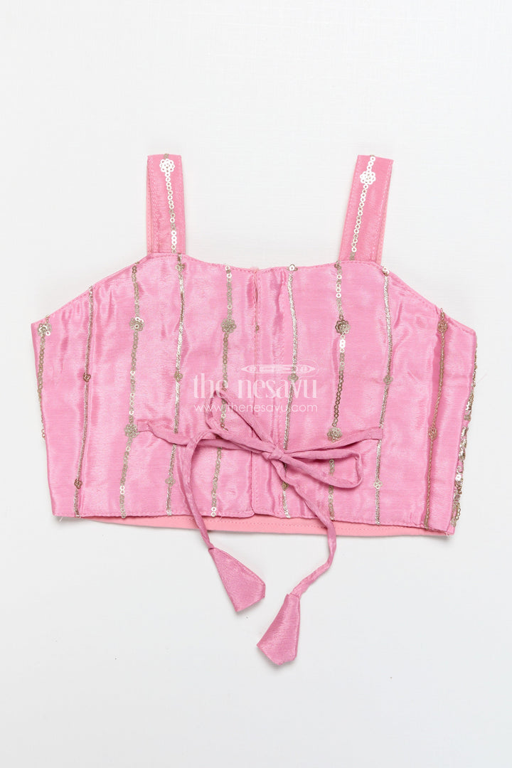 The Nesavu Girls Ethnic Lehenga Ethnic Lehenga Set for Girls with Jacket Top and Festive Flair Nesavu Nesavu ethnic lehenga set jacket-style top multicolor panel skirt girls festive occasions