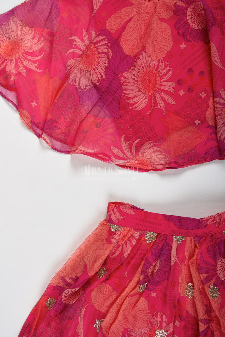 The Nesavu Girls Sharara / Plazo Set Ethnic Palazzo Pants Set for Girls Contemporary Style Printed Celebration Wear Nesavu Nesavu Traditional Contemporary Ethnic Palazzos Girls Georgette Digital Print Festive Vibes