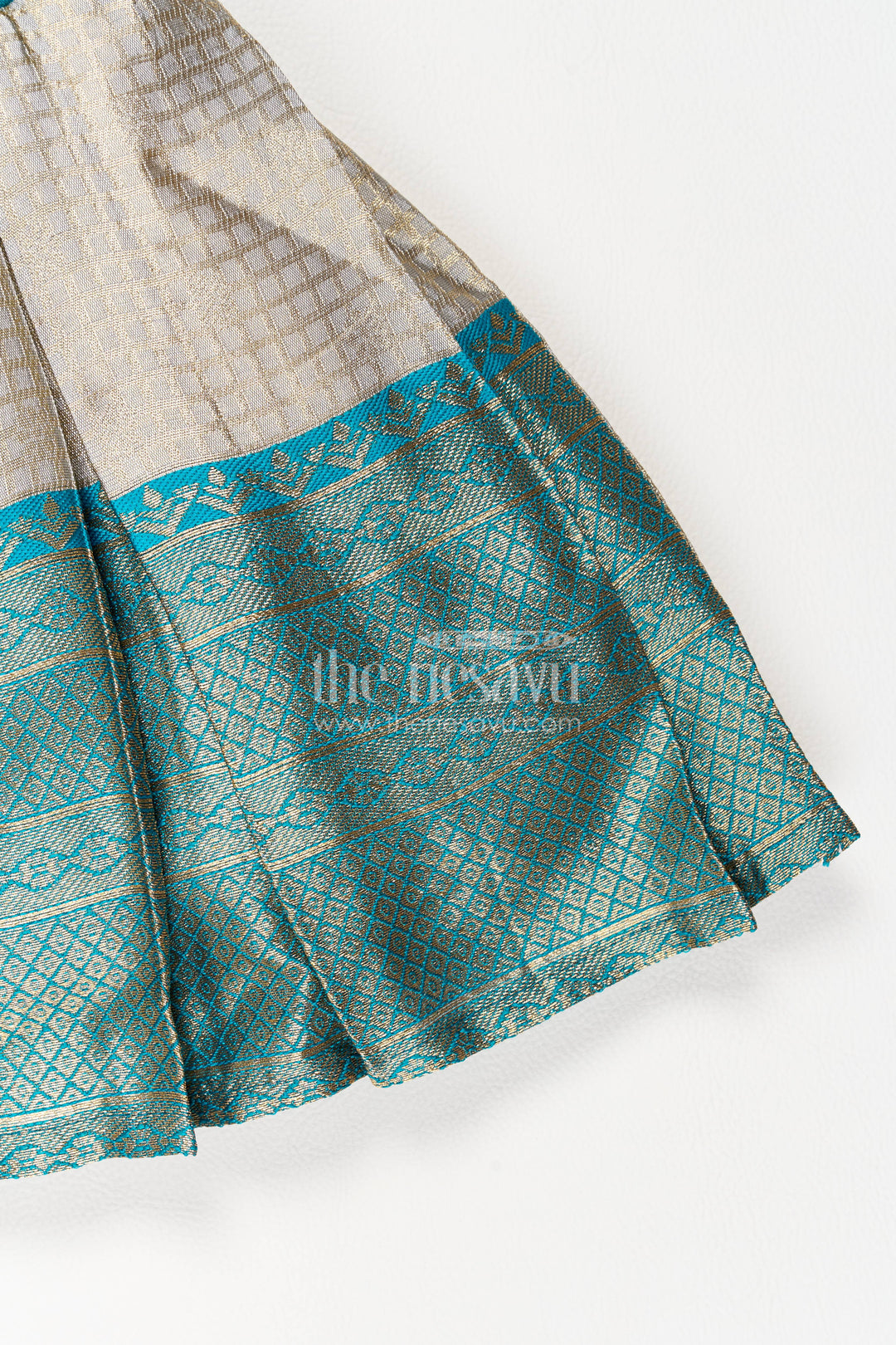 The Nesavu Silk Party Frock Ethnic Party Frock for Girls in Blue for Celebrations and Photos Nesavu Nesavu Ethnic Party Frock For Girls In Blue For Celebration Styling