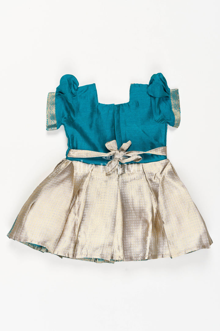 The Nesavu Silk Party Frock Ethnic Party Frock for Girls in Blue for Celebrations and Photos Nesavu Nesavu Ethnic Party Frock For Girls In Blue For Celebration Styling