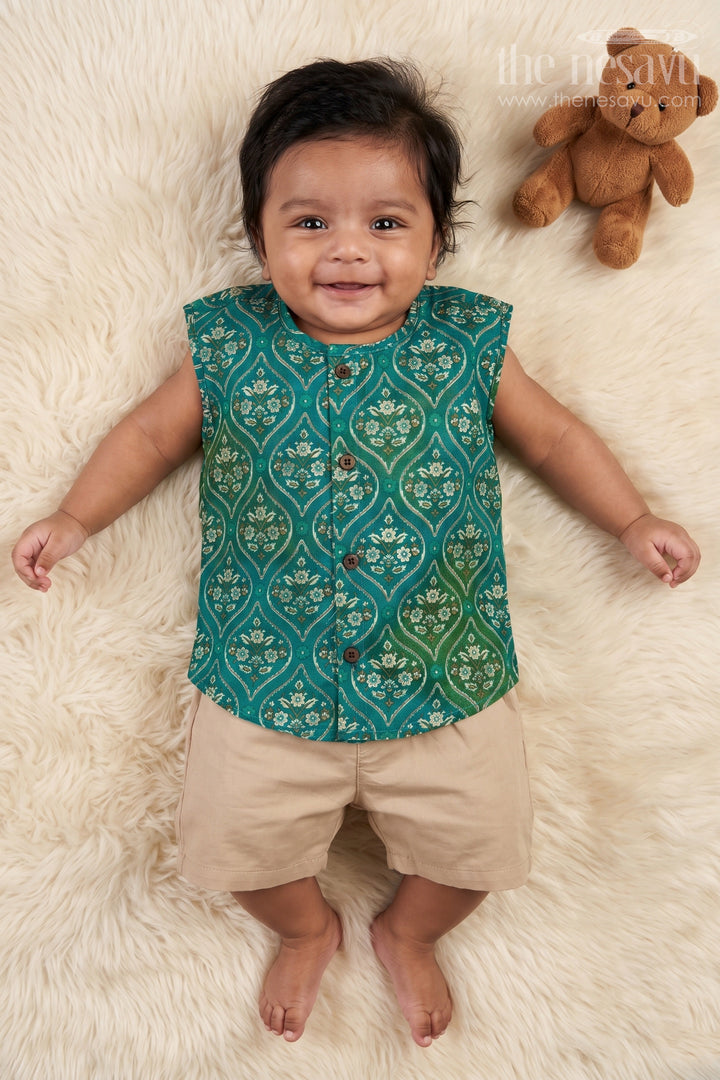 The Nesavu Baby Jablas Ethnic Printed Jabla Top for Baby’s Everyday Use and Festive Comfort Nesavu 10 (NB) / Green / Viscose Silk IF040A-10 Nesavu modal silk baby jabla with ethnic floral print – great for festive mornings and daily wear