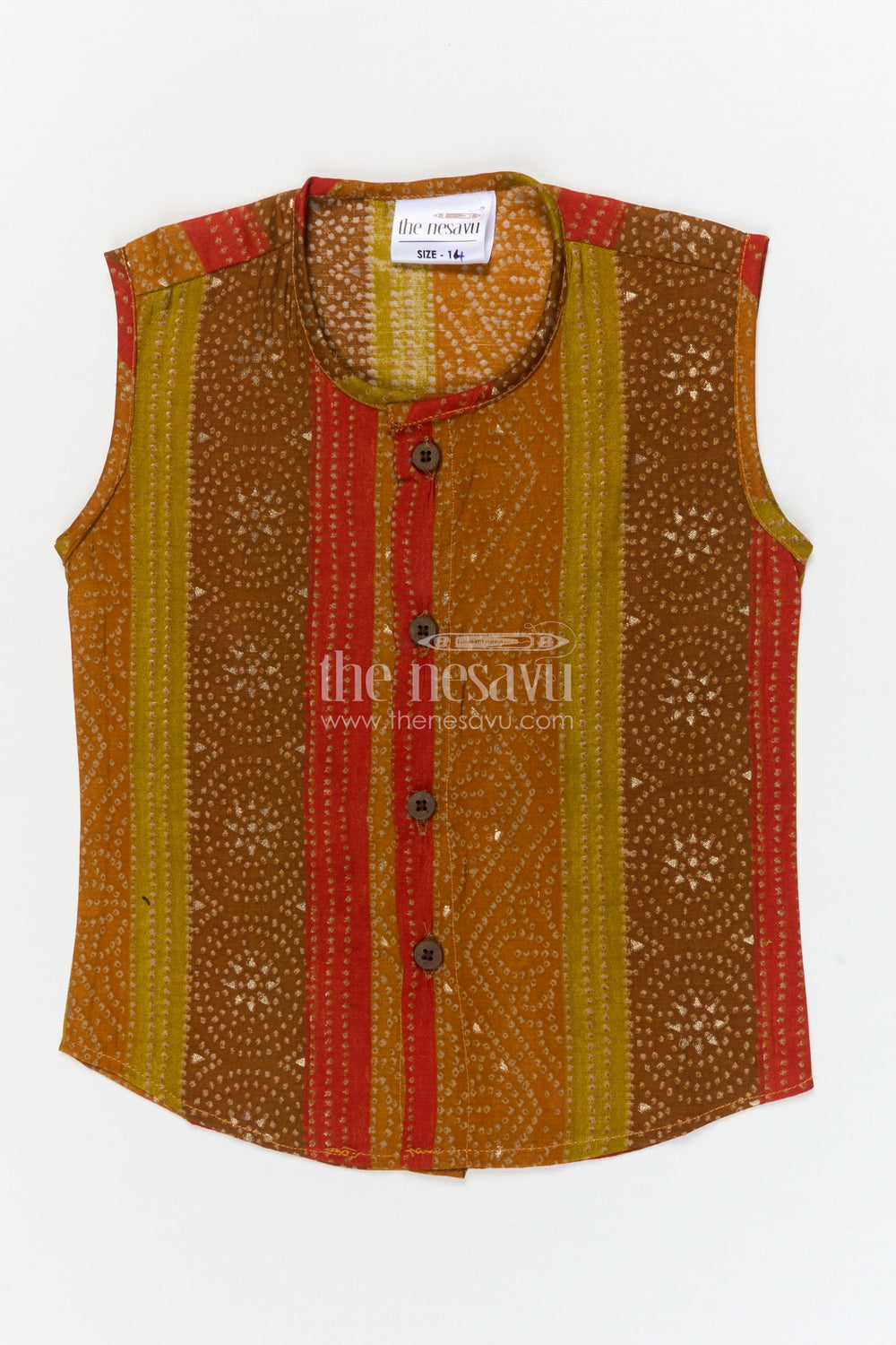 The Nesavu Baby Jablas Ethnic Stripe Jabla for Babies – Ideal for Everyday Wear and Traditional Gatherings Nesavu 10 (NB) / Yellow / Viscose Silk IF043B-10 Nesavu ethnic baby jabla in modal silk with festive stripes – perfect for comfort and daily use