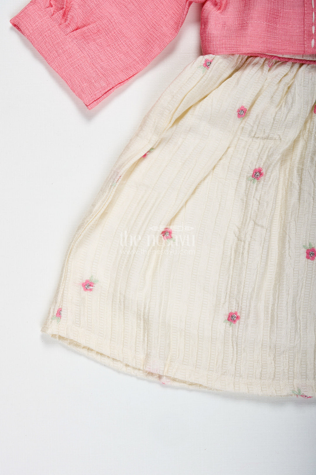 The Nesavu Baby Cotton Frocks Everyday Cotton Outfit Set for Baby Girls with Embroidery Nesavu Nesavu Soft Cotton Baby Girl Everyday Outfit Pink Shirt Embroidered Sleeveless Frock