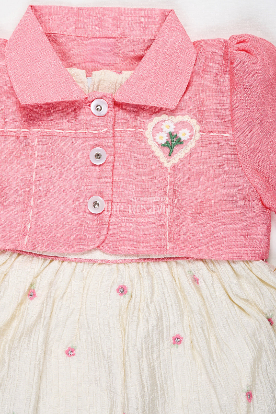 The Nesavu Baby Cotton Frocks Everyday Cotton Outfit Set for Baby Girls with Embroidery Nesavu Nesavu Soft Cotton Baby Girl Everyday Outfit Pink Shirt Embroidered Sleeveless Frock