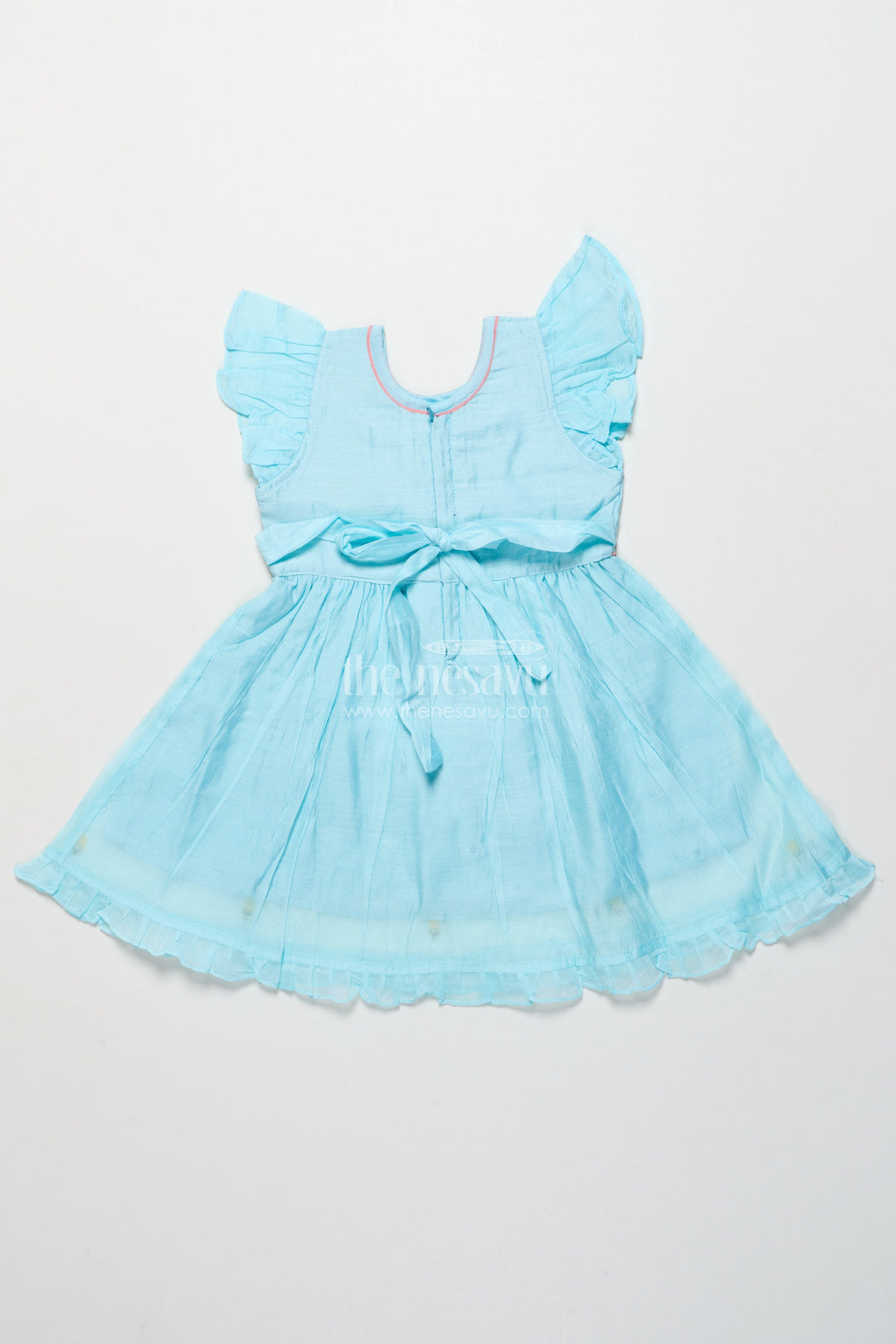 The Nesavu Girls Chanderi Frock Fancy Chanderi Cotton Frock for Girls with Doll Embroidery Nesavu Nesavu girls Chanderi cotton frock doll embroidery  perfect birthdays school events