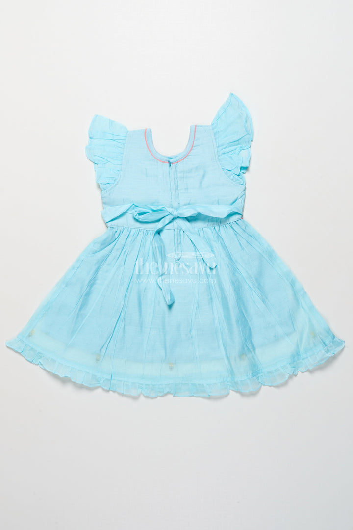 The Nesavu Girls Chanderi Frock Fancy Chanderi Cotton Frock for Girls with Doll Embroidery Nesavu Nesavu girls Chanderi cotton frock doll embroidery  perfect birthdays school events