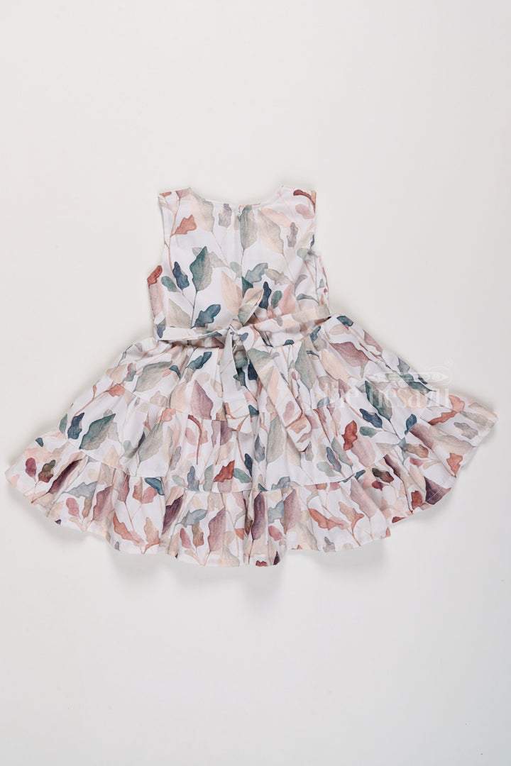 The Nesavu Girls Cotton Frock Fancy Dresses in Georgette with Subtle Leaf Print and Elegant Fit for Girls Nesavu Fancy Dresses Girls Georgette Fabric Layered Leaf Print Design | The Nesavu