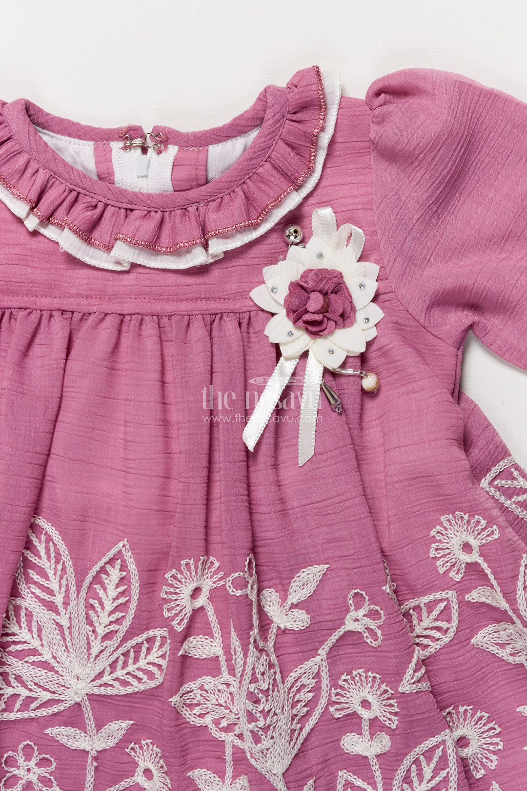 The Nesavu Girls Fancy Frock Fancy Frock for Baby Girls Attending Birthdays and Ethnic Occasions Nesavu Nesavu embroidered georgette fancy frock baby girls  perfect birthdays festive celebrations