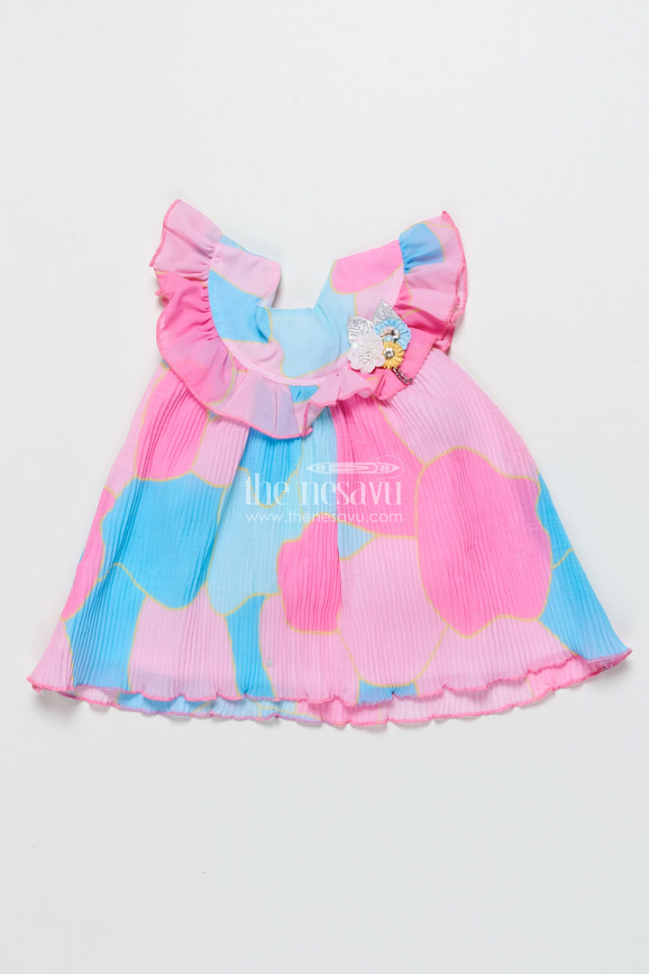 The Nesavu Girls Fancy Frock Fancy Frock for Baby Girls for Birthdays and Festive Celebrations Nesavu 14 (6M) / Pink GFC1835B-14 Nesavu fancy frock baby girls digital floral print butterfly detail parties