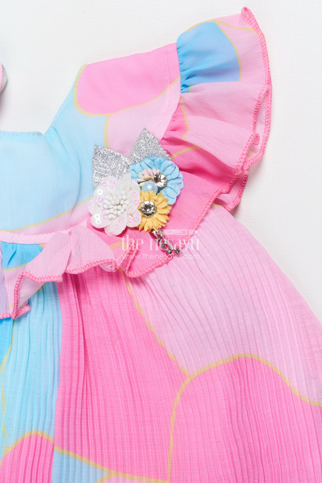 The Nesavu Girls Fancy Frock Fancy Frock for Baby Girls for Birthdays and Festive Celebrations Nesavu Nesavu fancy frock baby girls digital floral print butterfly detail parties