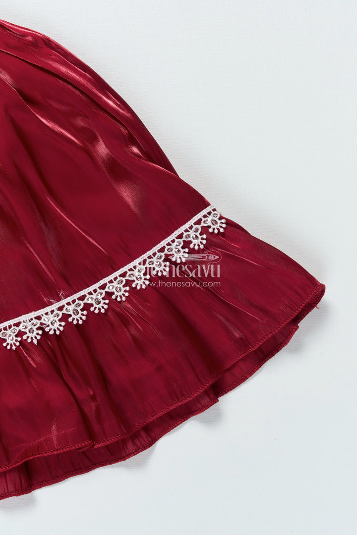 The Nesavu Girls Fancy Frock Fancy Frock for Baby Girls with Embroidery and Puff Sleeves Nesavu Nesavu fancy frock baby girls embroidered yoke puff sleeves festive birthday wear