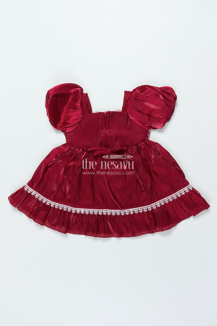 The Nesavu Girls Fancy Frock Fancy Frock for Baby Girls with Embroidery and Puff Sleeves Nesavu Nesavu fancy frock baby girls embroidered yoke puff sleeves festive birthday wear